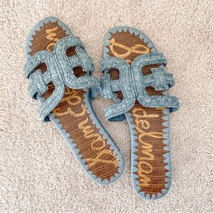 Sam Edelman Bay sandal in beautiful woven blue